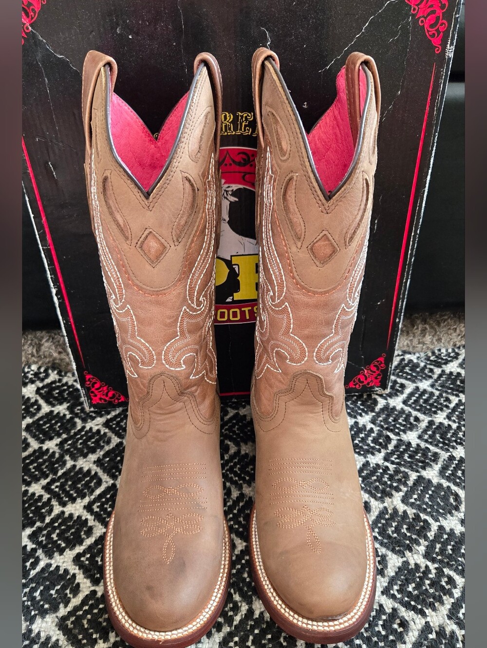 Potro Rebelde PR Brown Western Cowboy Cowgirl Boots - Picture 2 of 9